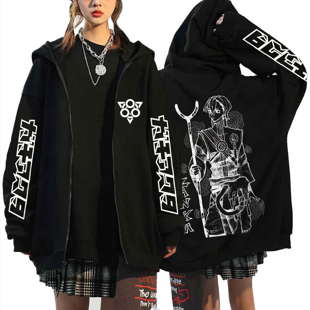 Anime Merch Hoodie - Sudadera con capucha y cremallera de