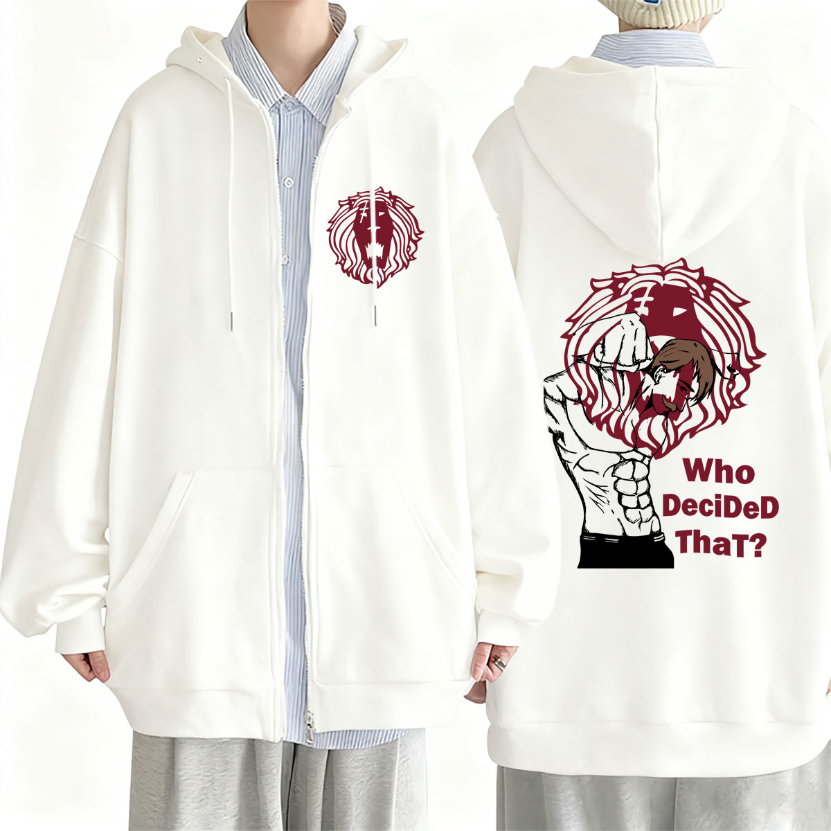 Anime Merch Hoodie - Sudadera con capucha y cremallera de