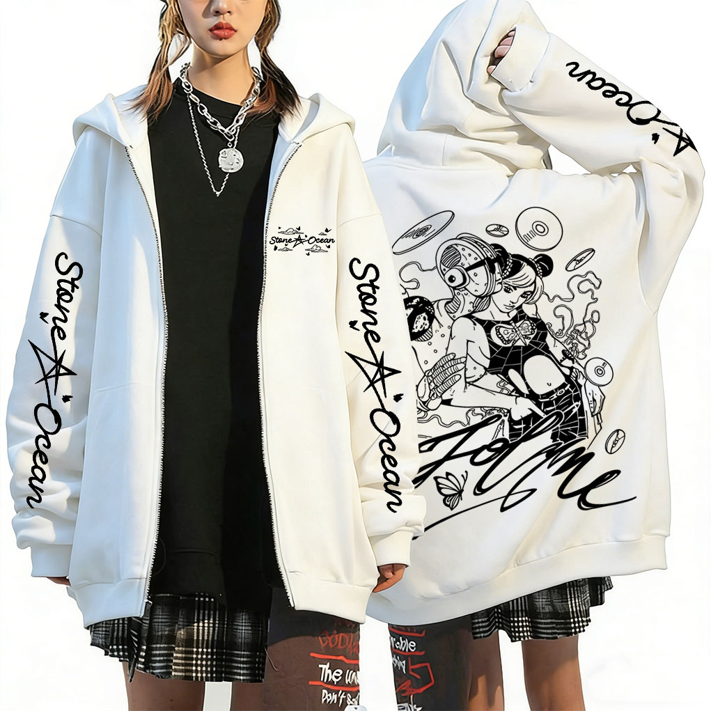 Anime Merch Hoodie - Sudadera con capucha y cremallera de